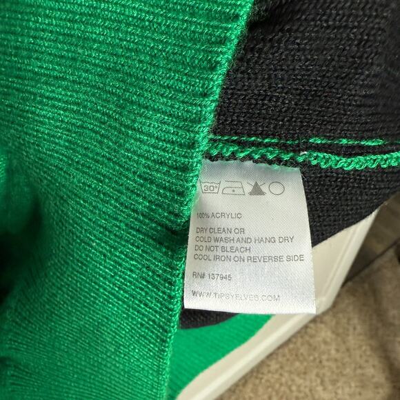 Tipsy Elves Mens Sweater XXL Green Censored Santa Ugly Christmas Party Holidays - Picture 5 of 6